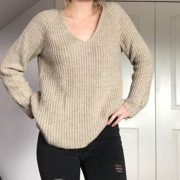 Beige sweater v neck Clearance